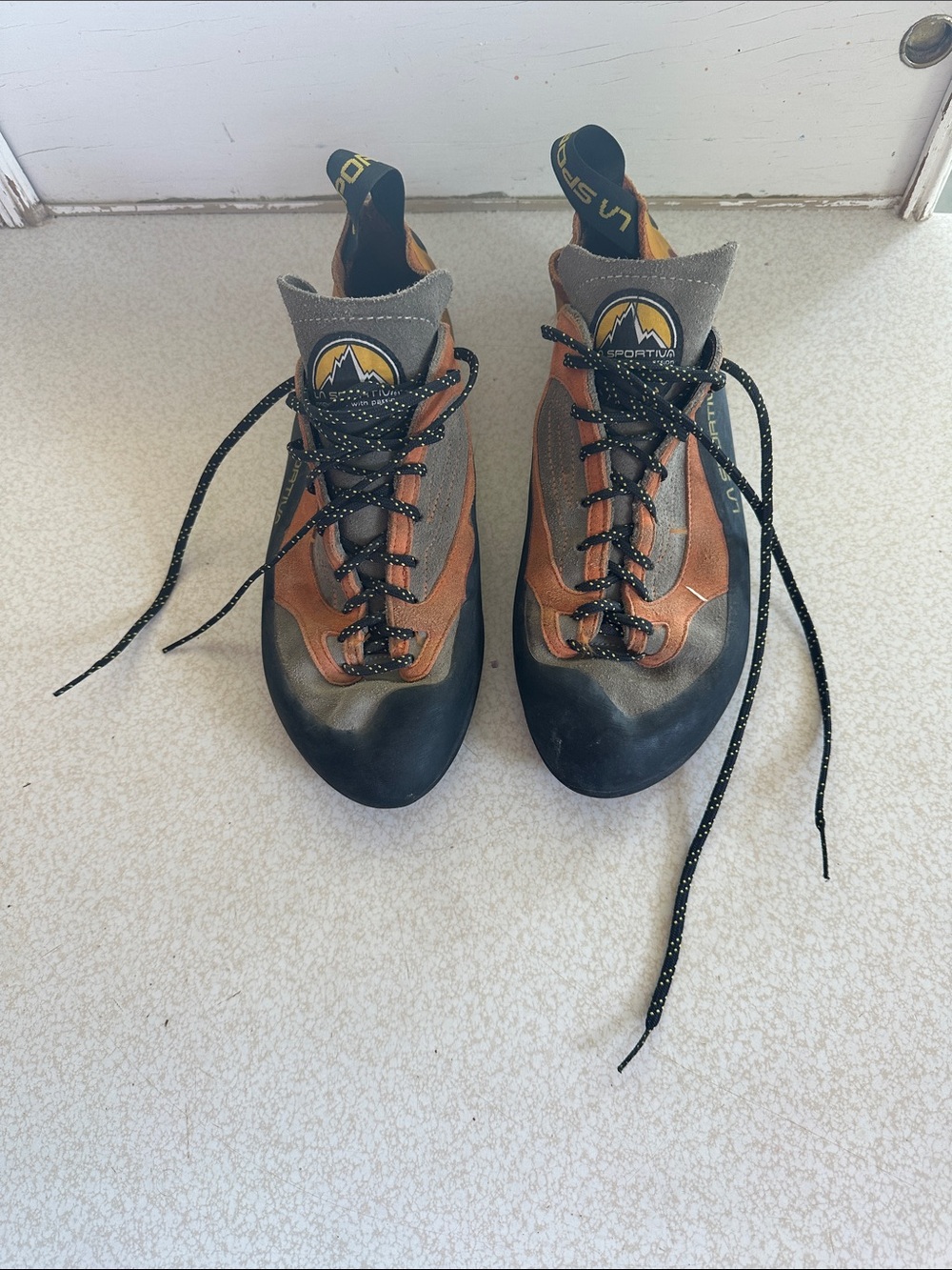 La Sportiva Brown and Gray Approach/Climbing Shoes with Black Soles.